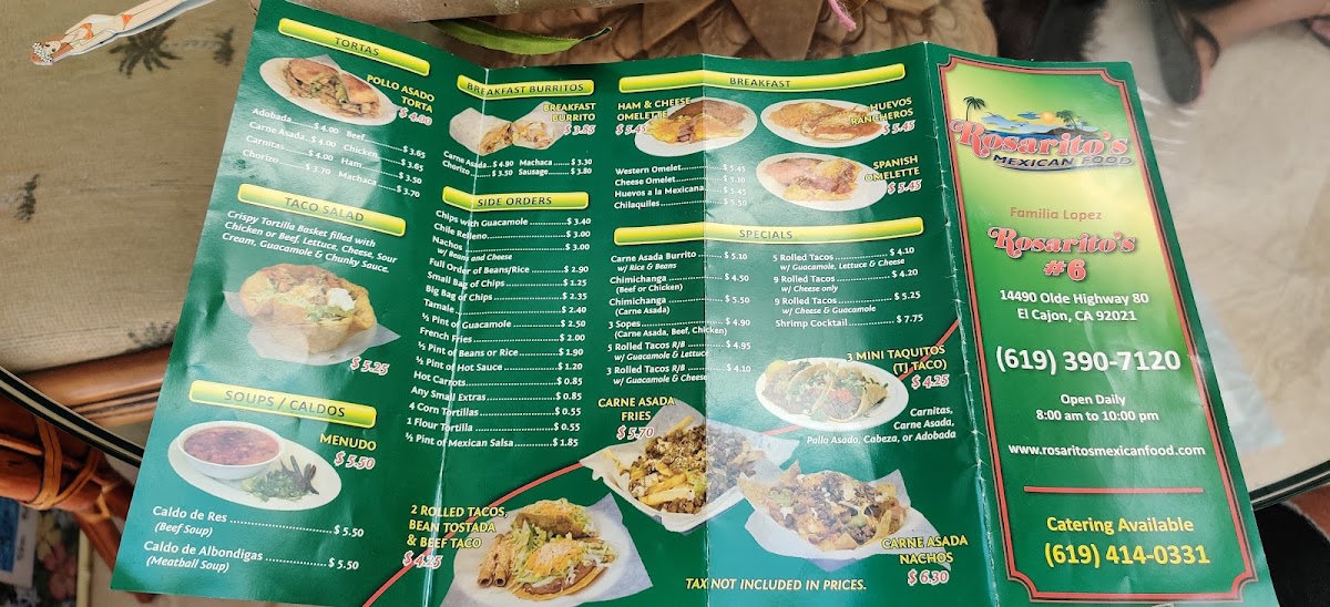 Rosarito's Mexican Food Menu - Image 3